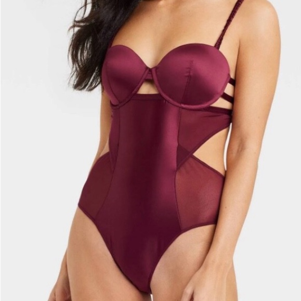 Auden Deep Red Strappy Bodysuit